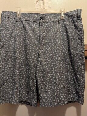 Izod Saltwater Stretch Men's 36x9.5 Tropical Print Classic Blue Grey Shorts NWT